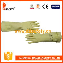 Nature Latex Household Gloves Without Flower on Back Mesh Pattern Grip Long Cuff Unlined Roll Cuff